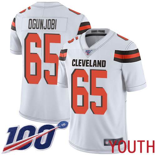 Cleveland Browns Larry Ogunjobi Youth White Limited Jersey 65 NFL Football Road 100th Season Vapor Untouchable